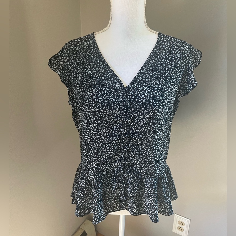 NWT Monday Fun Colette Peplum Button Detail Blouse